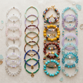 Collection of beaded bracelets with small, large, and translucent beads