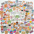 A colorful variety of stickers including animals, funny sayings, clear floral, holographic and more
